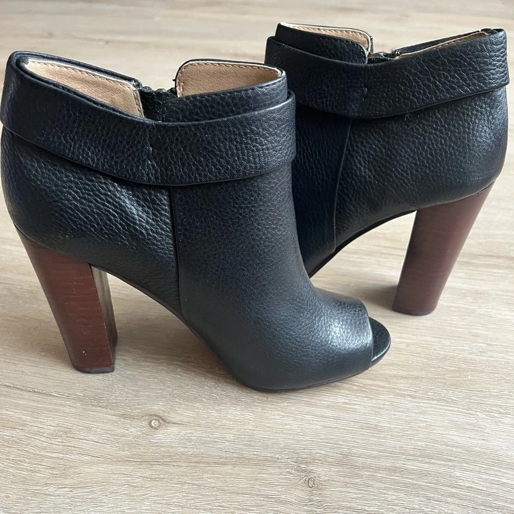 Splendid Jojo Black Open Toe High-Heel Leather Booties Size 5.5
